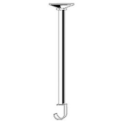 Support planfond avec patère chrome pour porte rideau Ø20 image