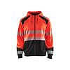 Sweat de travail zippé à capuche haute visibilité 3546 - Rouge fluo/Noir image 0