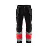 Pantalon de travail haute visibilité stretch 1558 - Noir/Rouge fluo image 0