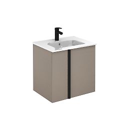 PORTES FUME SABLE POIGNEES NOIRES MAT image