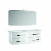 Ensemble meuble salle de bain galbée 2 tiroirs double vasque Blanc Brillant - ANCODESIGN - meuble suspendu + vasque à poser + Panneau miroir  + Applique LED image 5