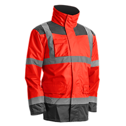 KANATA Parka de travail multicouches imperméable haute visibilité - Rouge Fluo / Gris image
