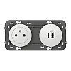 Prise de courant 2P+T + double chargeur USB Dooxie - Blanc image 0