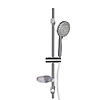 Ensemble barre douche douchette 5 jets dia. 120mm et flexible 1m75 PVC - gris métal image 0