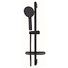 Ensemble barre douche douchette 3 jets flexible 1m75 PVC - noir embouts chromés image 0
