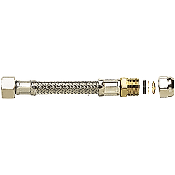 Flexible Tressé Inox série PLUS - Sanitaire/Plomberie - Tuyau Ø8mm avec joint - Femelle/Bague image