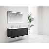 Ensemble meuble suspendu salle de bain 2 tiroirs noir mat - ANCODESIGN - meuble suspendu + simple vasque céramique + miroir LED image 1