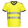 T-shirt col V PW3 Hi-Vis Jaune/Noir image 1