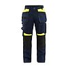 Pantalon de travail artisan avec poches flottantes - Bleu marine/Jaune fluo image 0