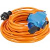 RALLONGE 2P+T 16A 230V - 15M AVEC SORTIE TRIPLITE IP44 - ORANGE image 0