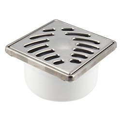 Siphon de sol vertical à coller - ⌀40 ou 50 - Grille inox 100x100mm image