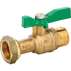 Robinet compteur NF DN15 droit mâle - écrou DN3/4" manette verte - Série 642 image