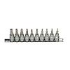 Rail de 10 douilles tournevis ULTIMATE® TORX® percé 3/8'', T10 à T55 image 1