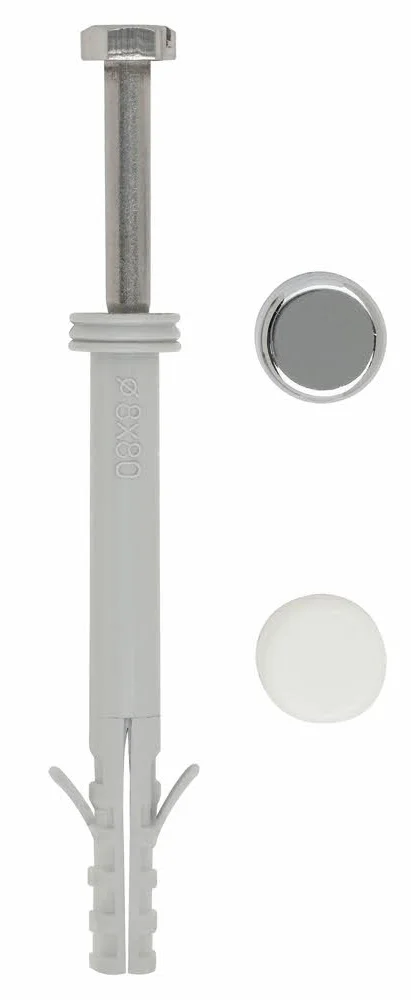 Kit de fixation WC et Bidet / Sachet de 2 chevilles longues, vis inox A2 avec cache tête. image