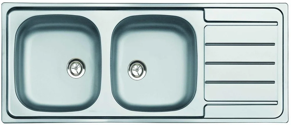 Evier Inox à encastrer 2 bacs et 1 égoutoir 116x50mm image