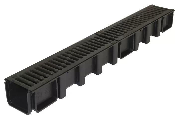 Canniveau haut avec 2 grilles en fonte - Polypropylène image