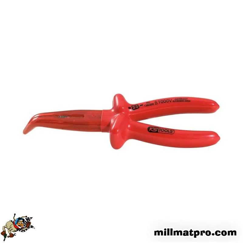 Pince isolée 1000V à bec demi-rond coudé à 45°, L.185 mm image