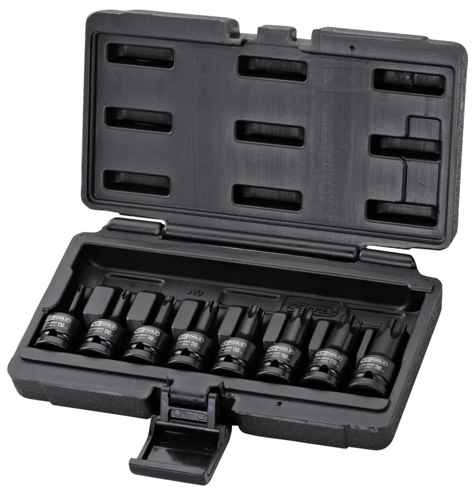 Jeu de douilles mâles à chocs courtes TORX® 1/2", 8 pcs image