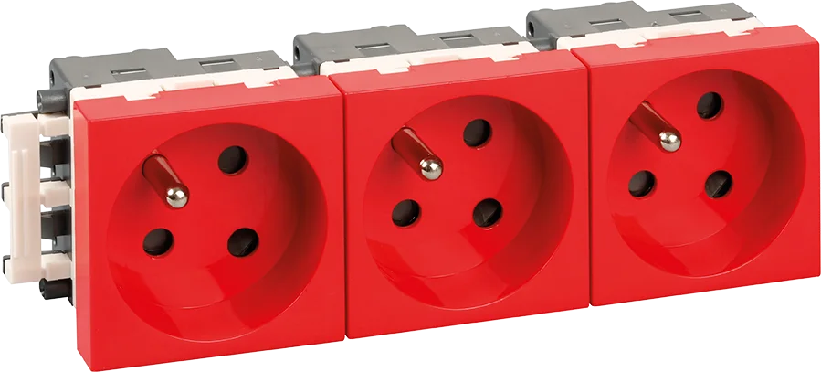 Bloc prise courant détrompées 2P+T rouge (sans détrompeur) - OPTIMA image