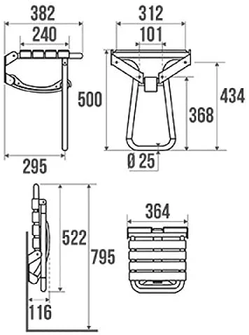 Siège de douche repliable avec béquille automatique image