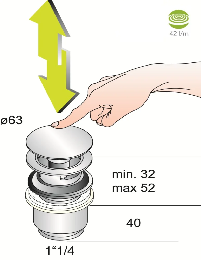 Bonde lavabo laiton ronde Up and Down avec trop plein image