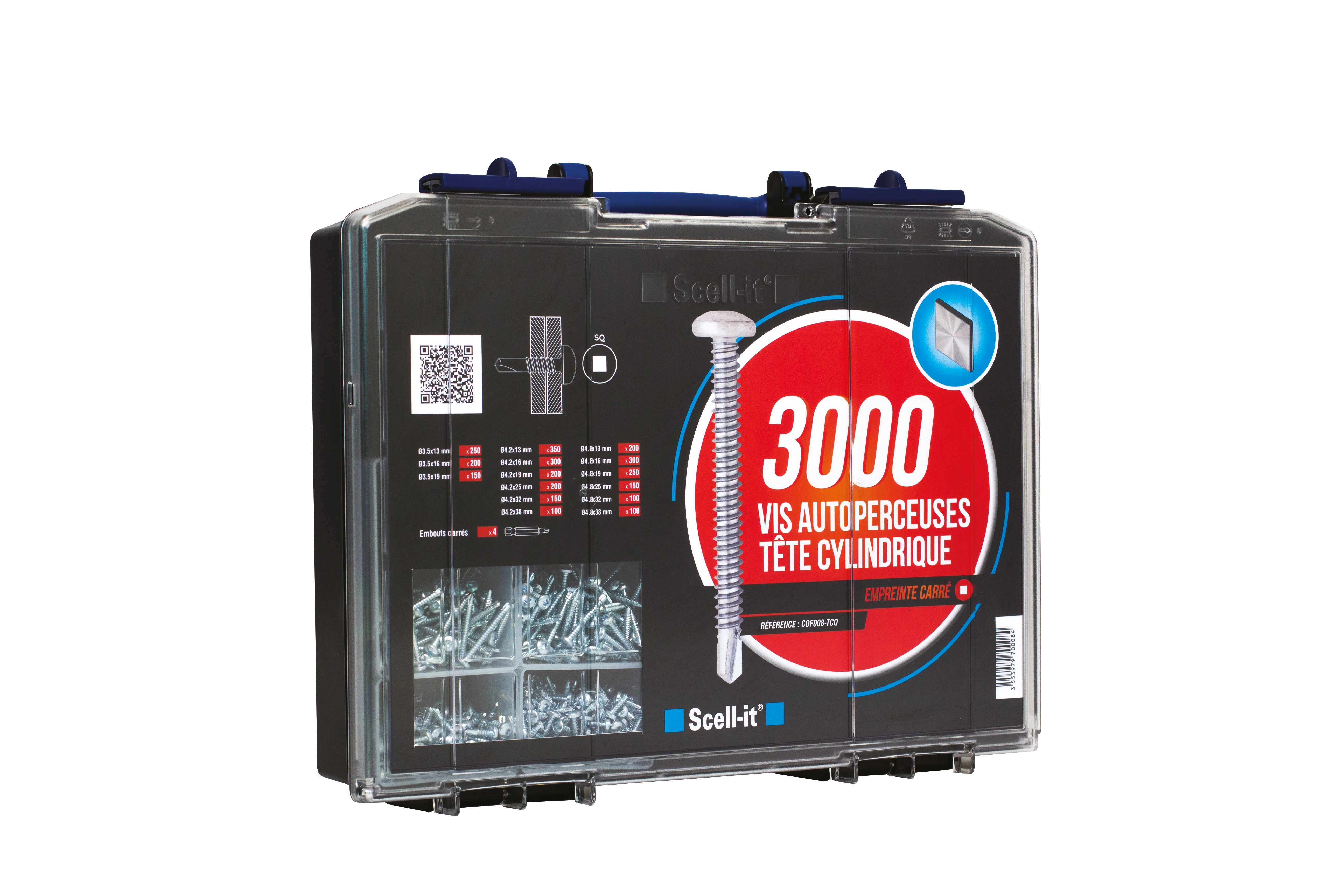 En coffret 3000 vis autoperceuses tête cylindrique empreinte carré COF008-TCQ image