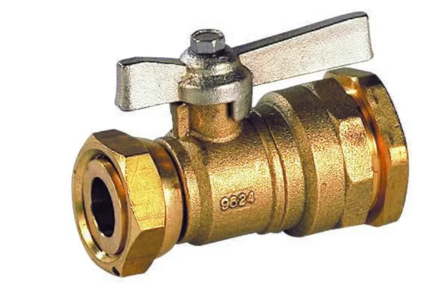 Vanne Í  sphère laiton PN20 Í  écrou tournant + raccord DECA -  Manette laiton 2/3 1/3 image