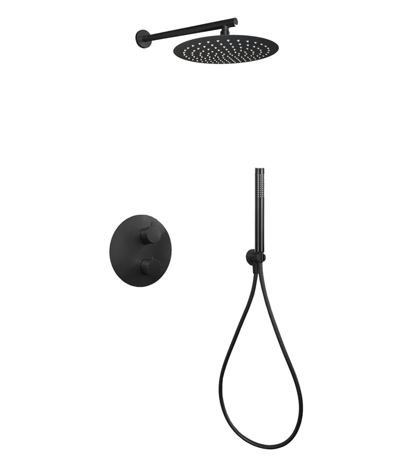 Ensemble de douche encastré thermostatique ORTENCE - PVD Noir Mat Brossé image