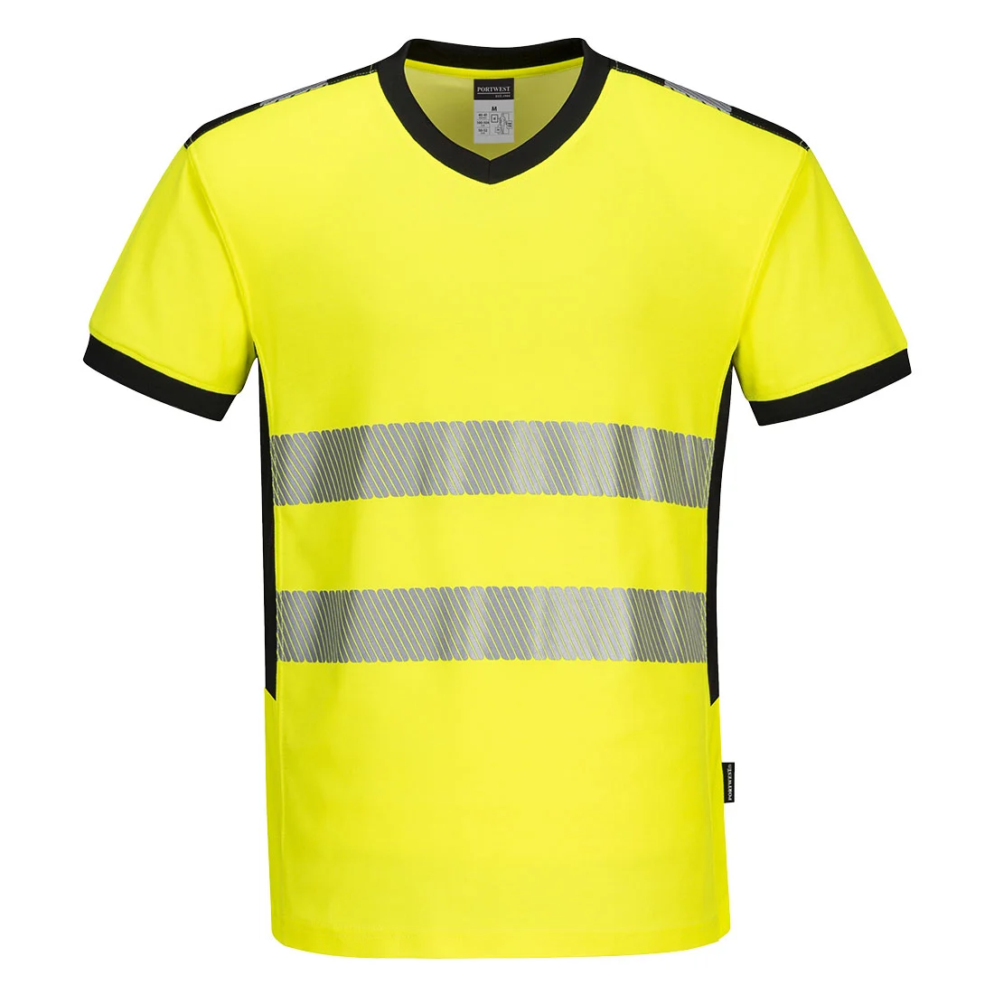T-shirt col V PW3 Hi-Vis Jaune/Noir image