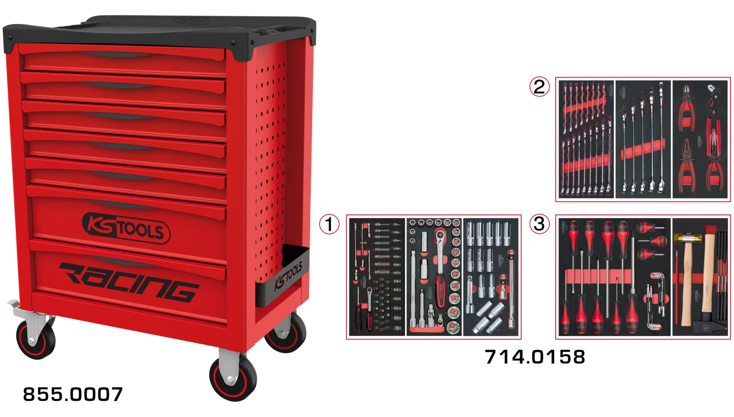 Servante RACING 7 tiroirs équipée de 158 outils image