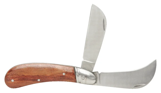 Couteau d'éléctricien avec 1 lame serpette et 1 lame droite Inox image