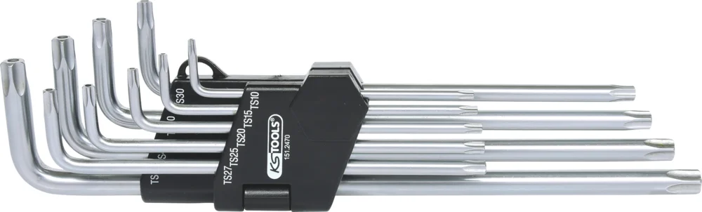 Jeu de clés mâles TORX® 5 pans percées extra longues, 9 pièces: T10 - T15 - T20 - T25 image