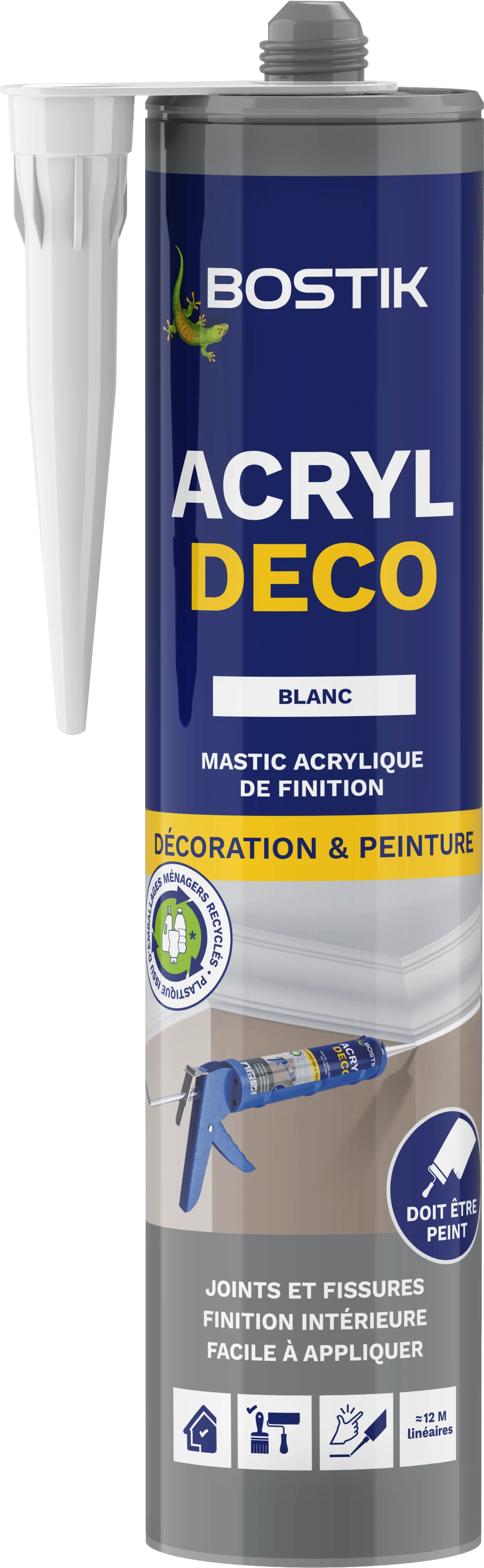 Mastic acrylique finitions intérieures ACRYL DECO Cartouche 280 ml - Blanc image