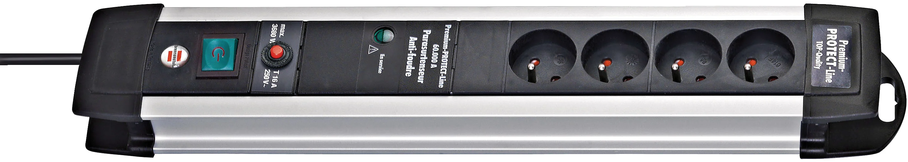 Multiprise Premium Protect-Line Alu avec interrupteur, parasurtenseur 60000A - 3m H05VV-F image