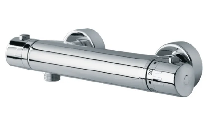 Mitigeur thermostatique Douche NF anticalcaire avec filtres raccords excentriquesavec rosaces laiton image