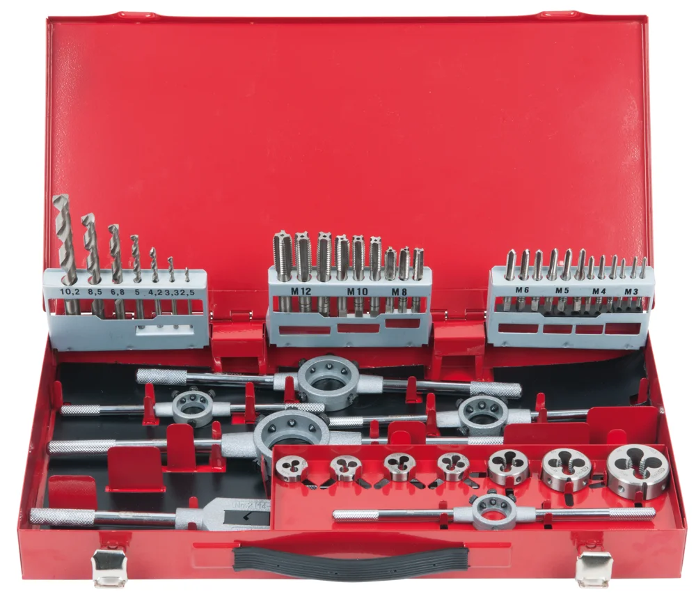 Coffret de jeux de tarauds, filières et forets - 44 pcs image