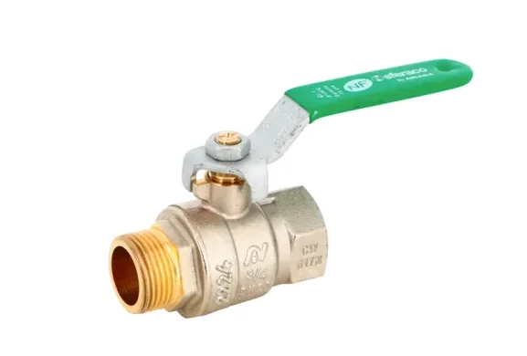 Vanne à  sphère laiton - M.F. - NF - poignée acier plate verte image