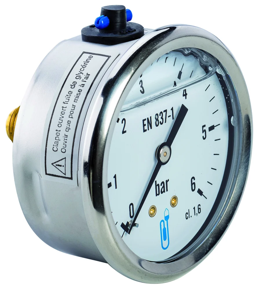 Manomètre bain d'huile inox - raccord axial 8x13 - cadran Ø63mm image