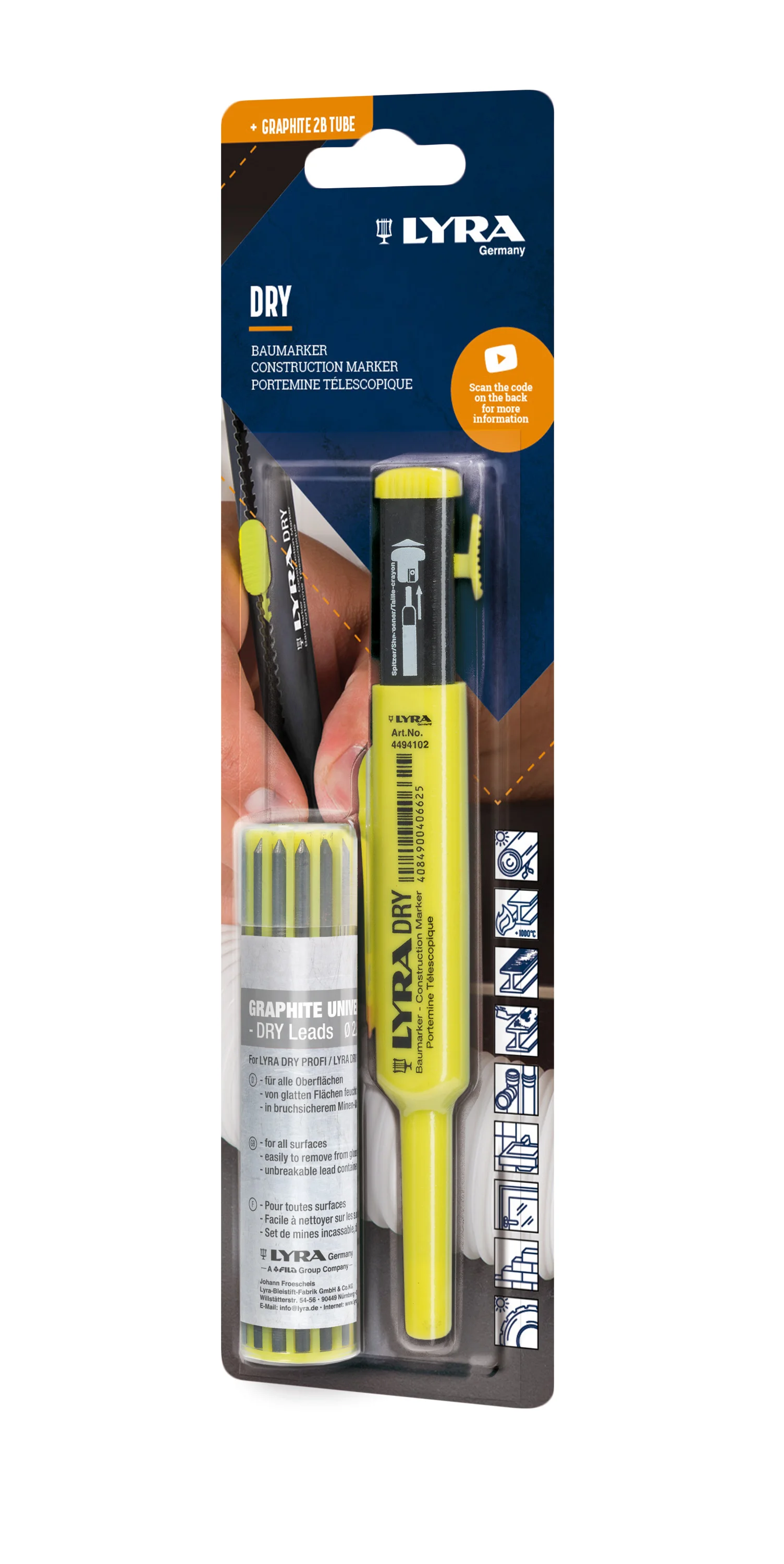 Blister 1 portemine téléscopique LYRA DRY + 1 étui de 12 mines graphites image