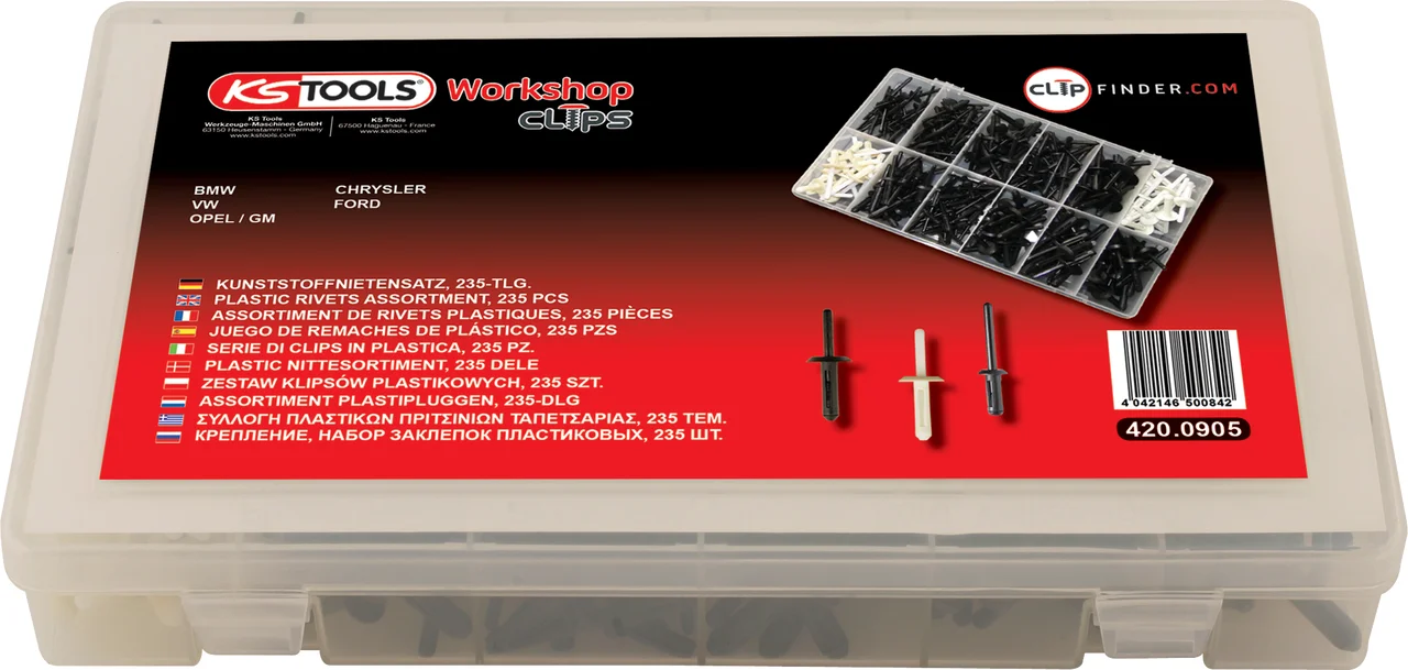 Assortiment de rivets plastiques, 235 pcs image