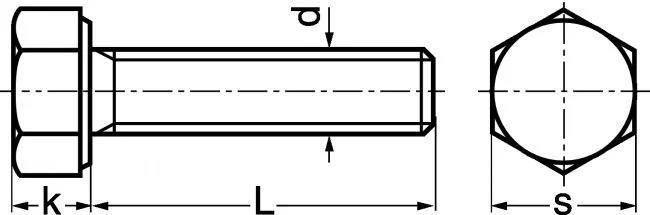 Vis à tête hexagonale entièrement filetée - Tête H - Acier classe 8.8 - zn - ISO 4017 - à l'unité image