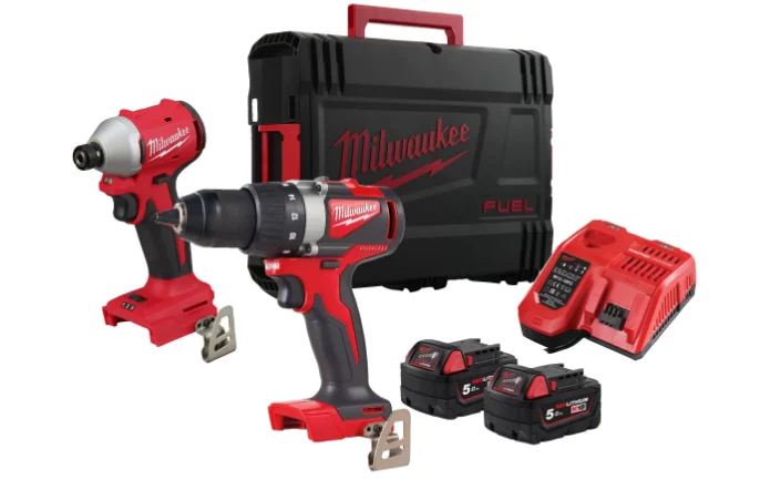 Pack en malette visseuse chocs + perceuse visseuse 18V BRUSHLESS + 2 Batterie 5,0Ah Red Li-Ion + chargeur M12 -18FC M18 BLPP2B3-502X image