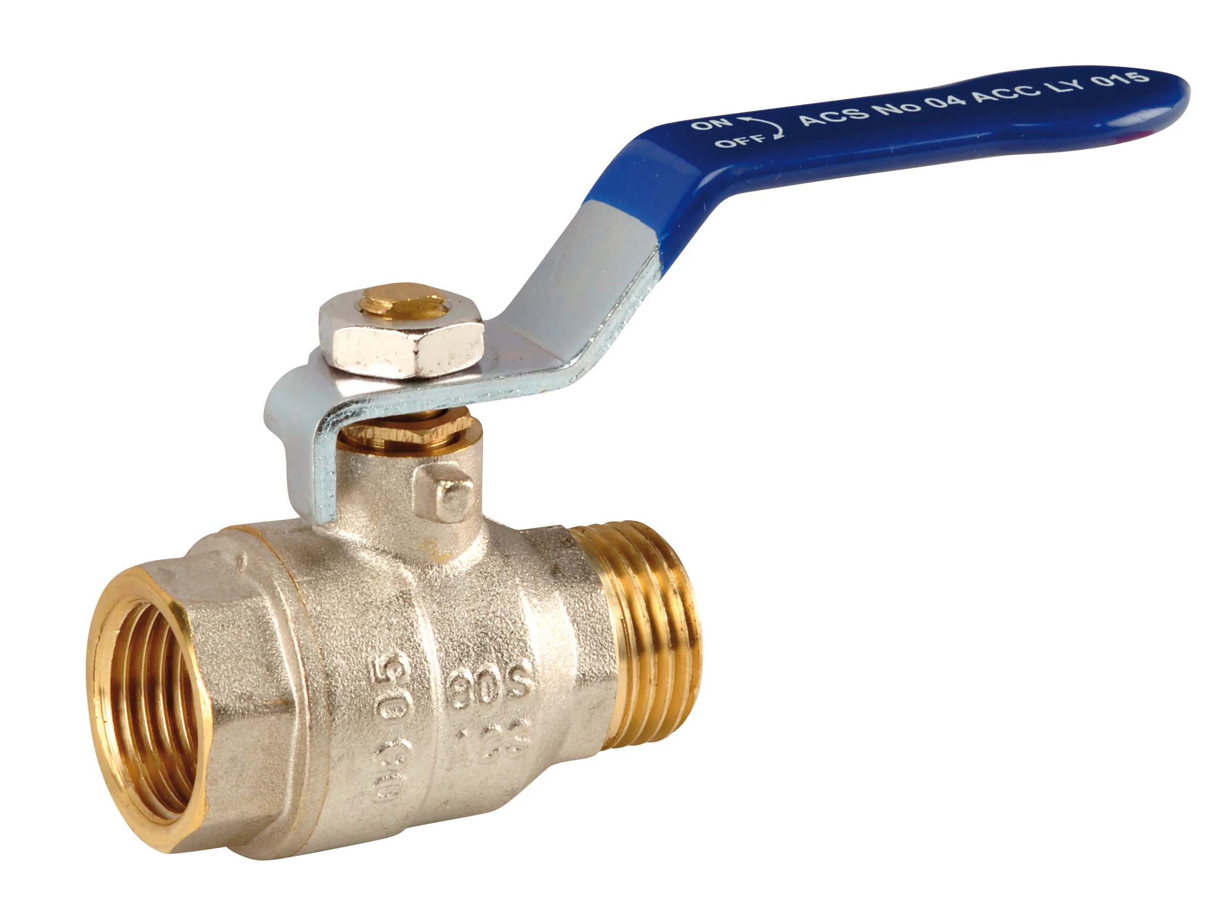 Vanne boisseau sphérique - Laiton - Male Femelle - Poignée plate bleue image