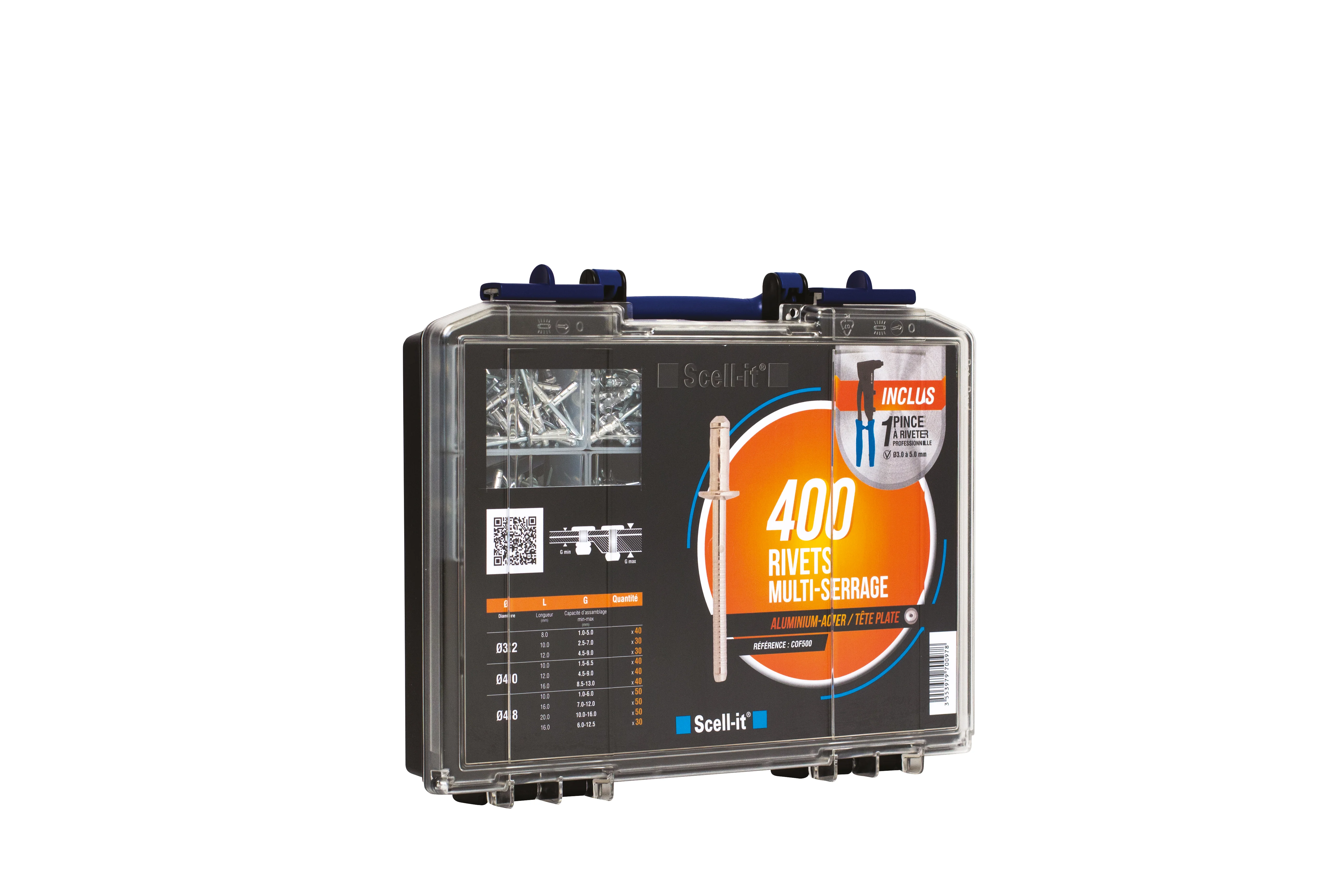 En coffret 1 pince + 400 rivets multi serrages COF500 image