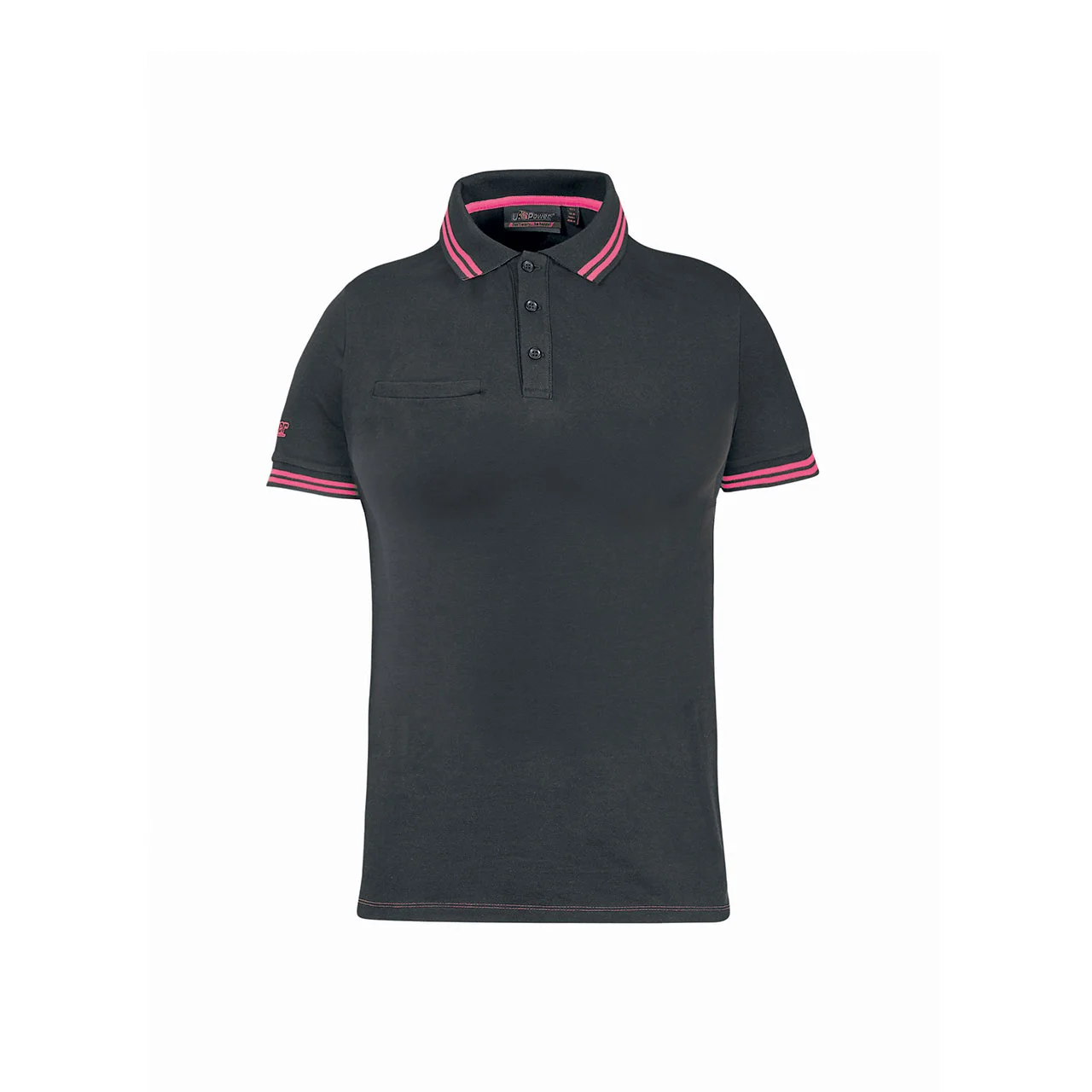 Polo de travail stretch manches courtes femme MC WAY - Gris/Fuchsia image