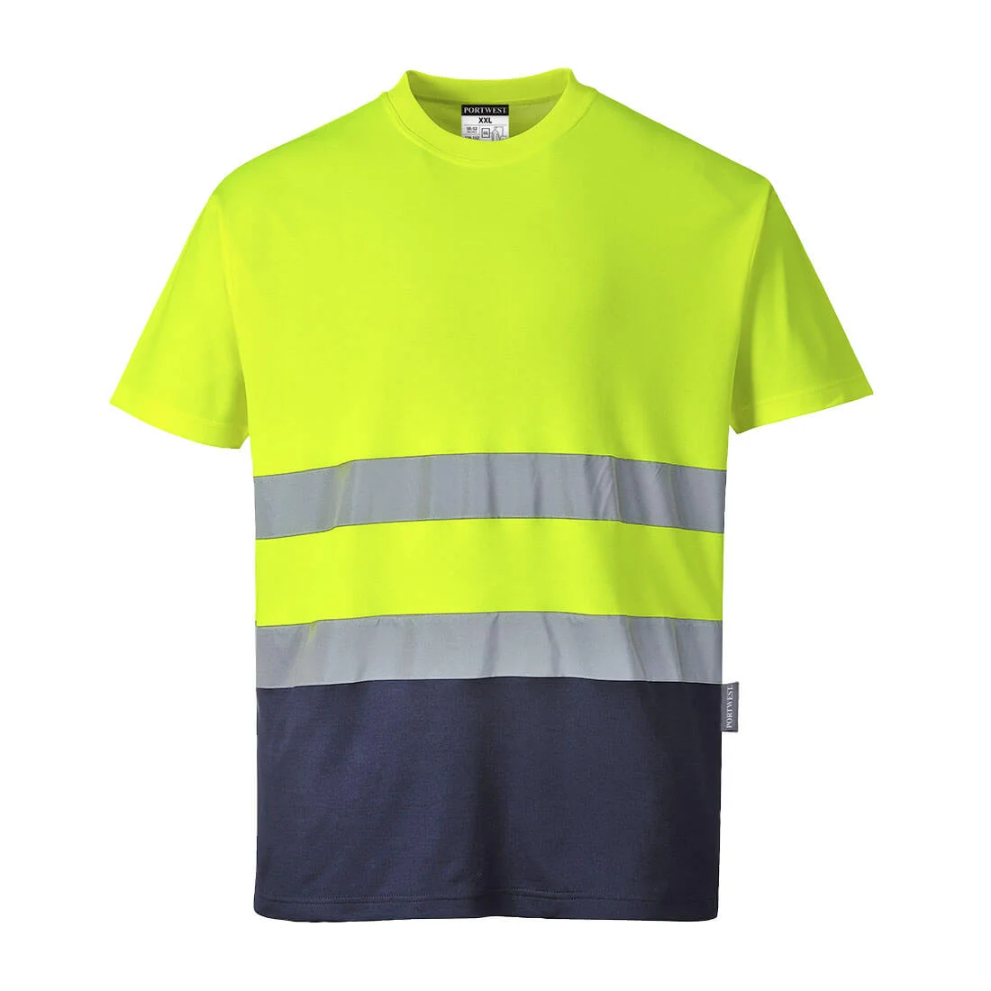 T-shirt coton bicolore Jaune/Marine image