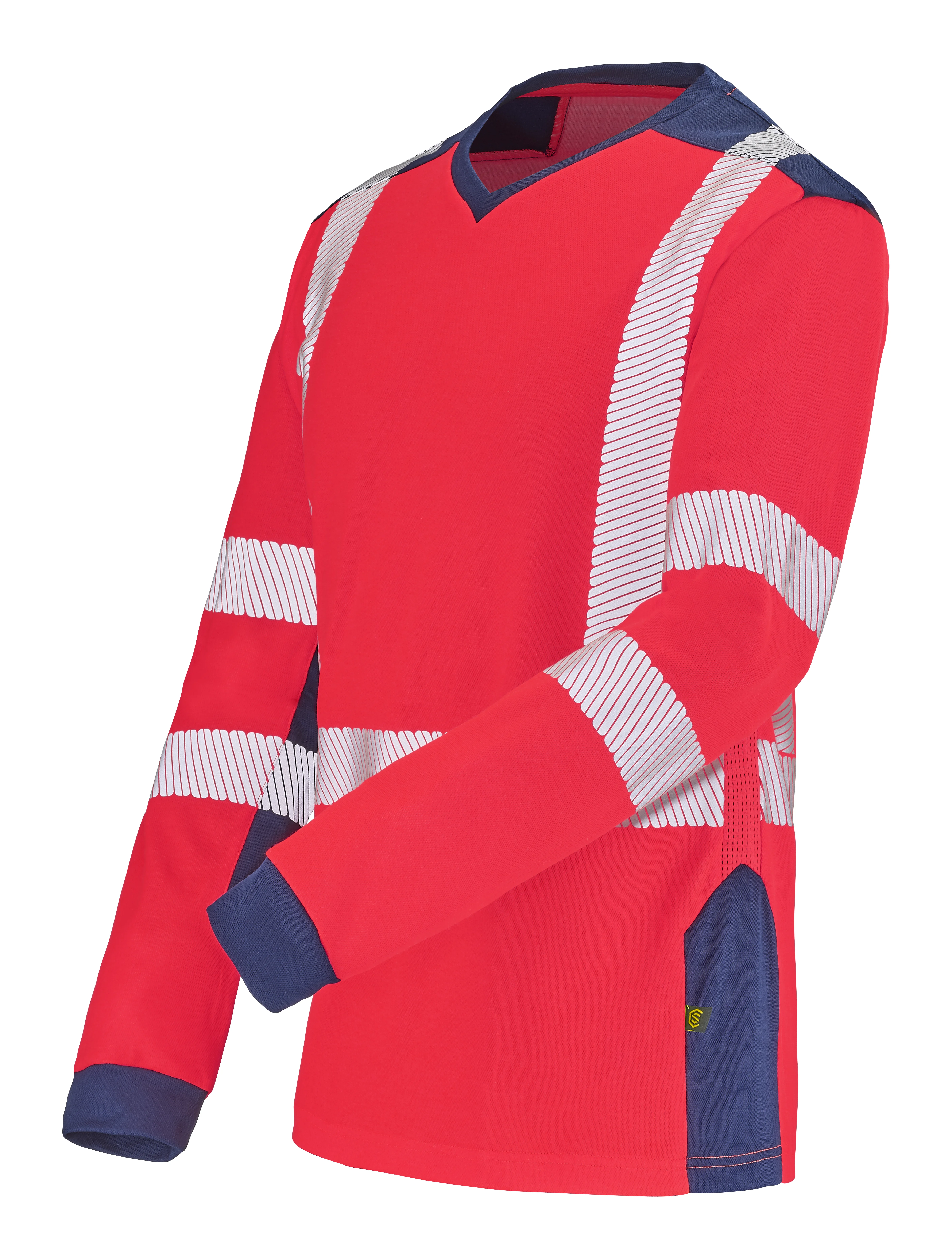 T-SHIRT MANCHES LONGUES FLUO SAFE XP ROUGE FLUO/BLEU MARINE image