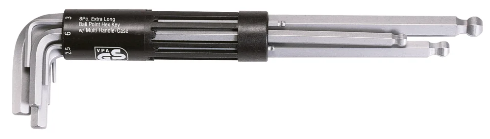 Jeu de 8 clés mâles 6 pans à tête sphérique extra-longues, 2 à 10 mm image