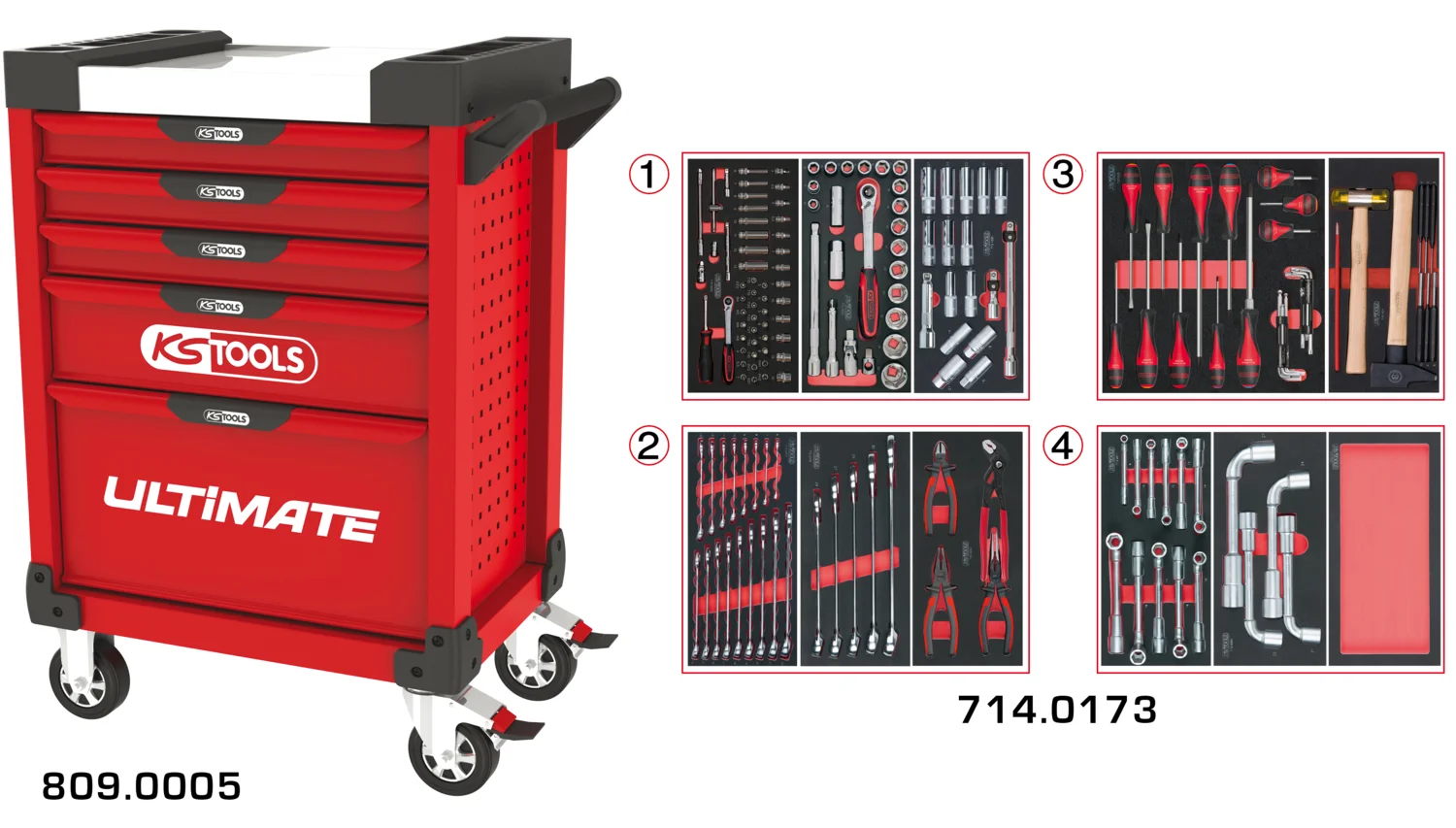 Servantes ULTIMATE 5 tiroirs équipées de 173 outils image
