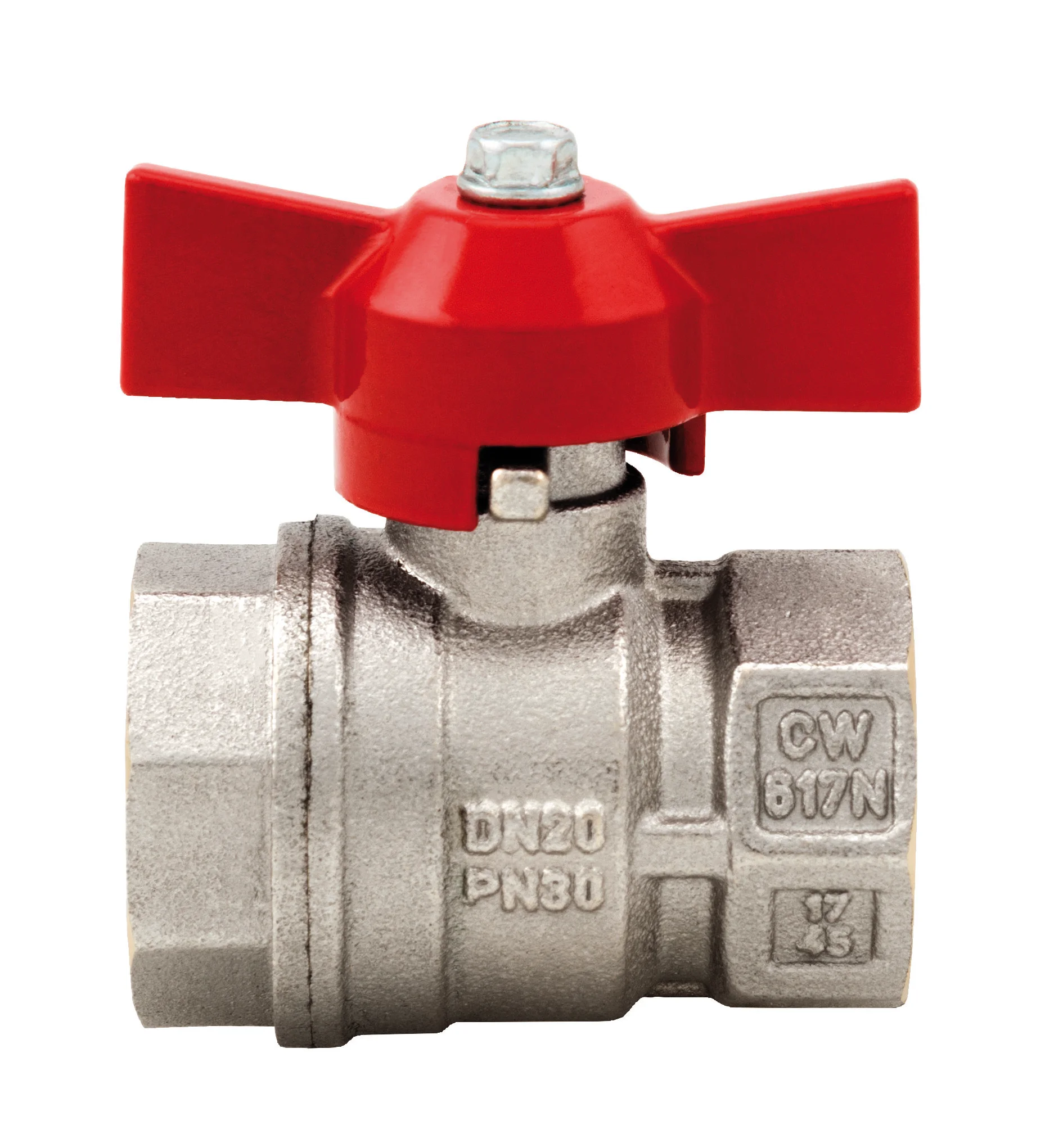 Vanne boisseau sphérique - Laiton - F/F - Poignée papillon rouge image